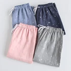 пижама хлопок пижамы женские 2020 штаны для женщин Осенние пижамы, хлопковые газовые домашние штаны для пар, свободные штаны для сна с принтом, японский стиль, Femme Pantalon Hombre, домашняя одежда, пижама