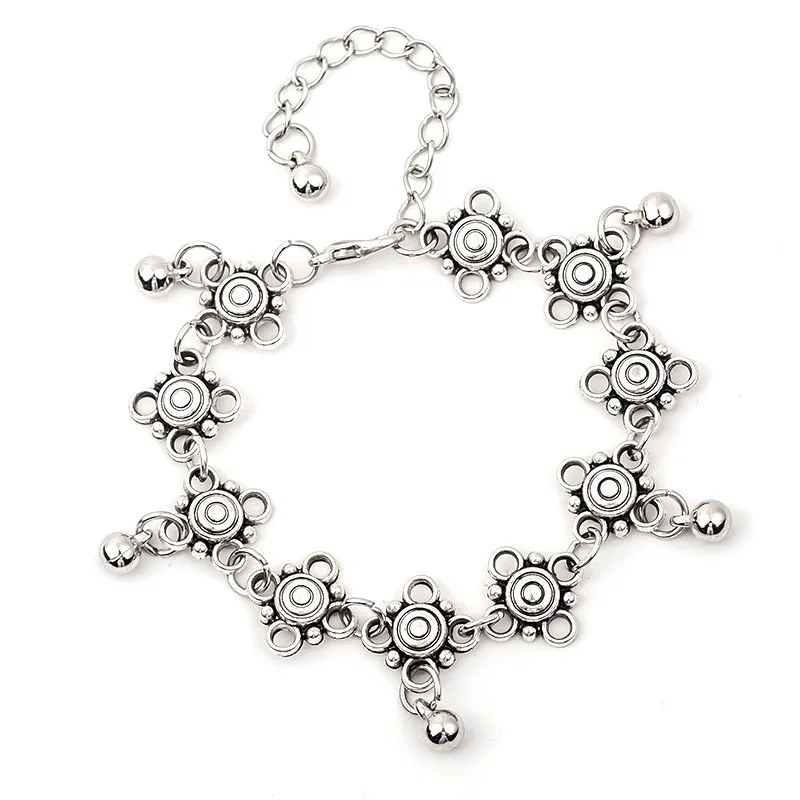 

QW foreign trade jewelry wholesale simple retro carved foot ornaments hollow water drops Su beach foot chain girl.