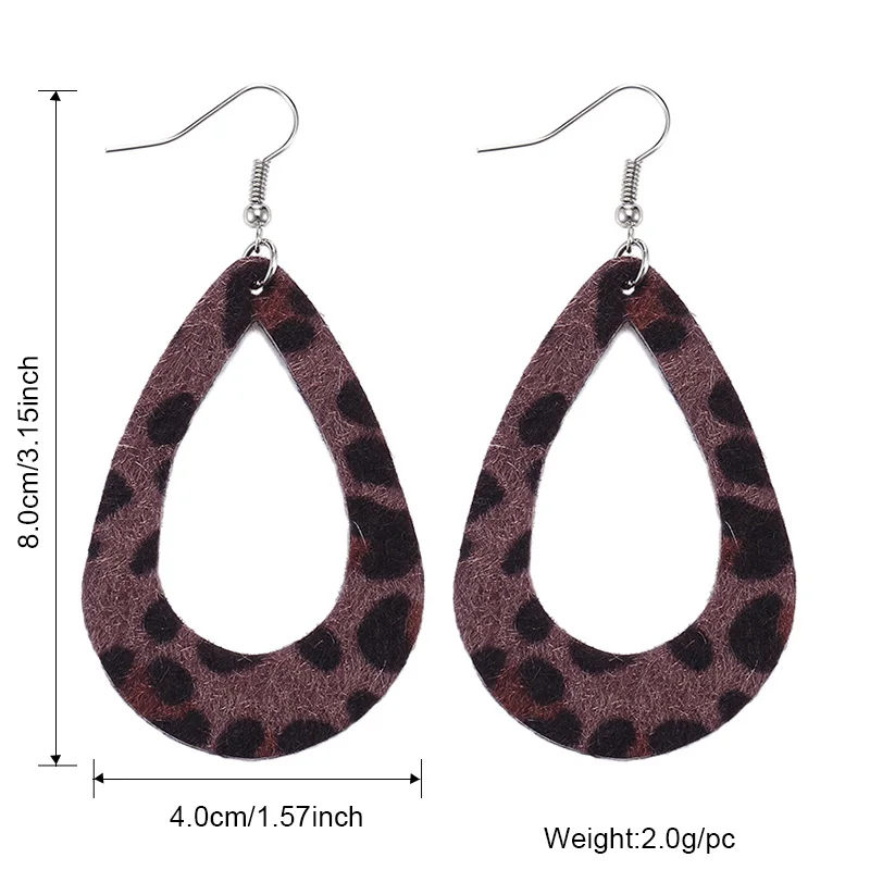 Летняя любовь Бохо капля листа с леопардовым принтом кожаные серьги классические ПУ с падением для женщин большой украшения.