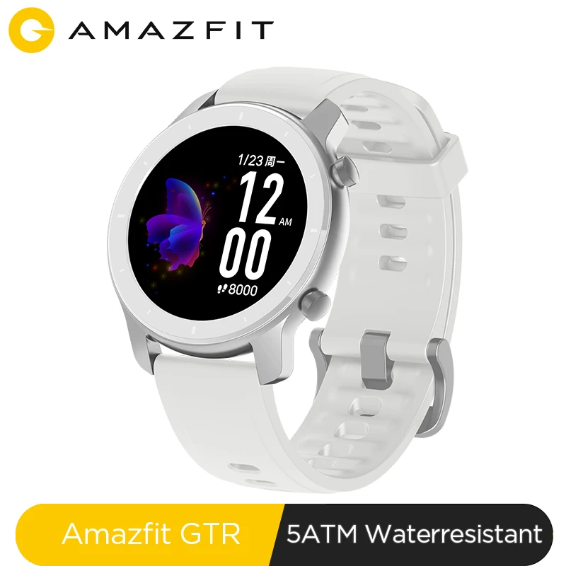 Moonlight White Глобальная версия, Новые смарт-часы Amazfit GTR 42 мм, 5ATM, умные часы, 12 дней, батарея, управление музыкой, для Xiaomi, Android, IOS - Цвет: Moonlight White