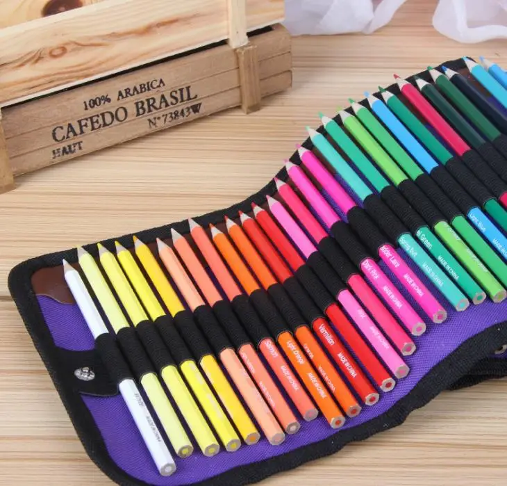 S Set 50 Colouring Painting Pens+sharpener+canvas Pencil Bag For Kids Adult Coloring Sketch Christmas Gifts