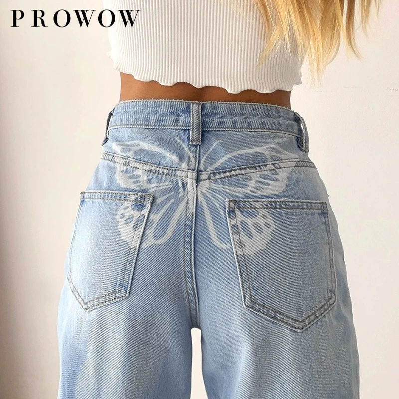 

Hip Butterfly Print y2k Harajuku Fashion Jeans Women Streetwear Casual Baggy Straight High Waist Mom Denim Oversize 90s Iamhotty