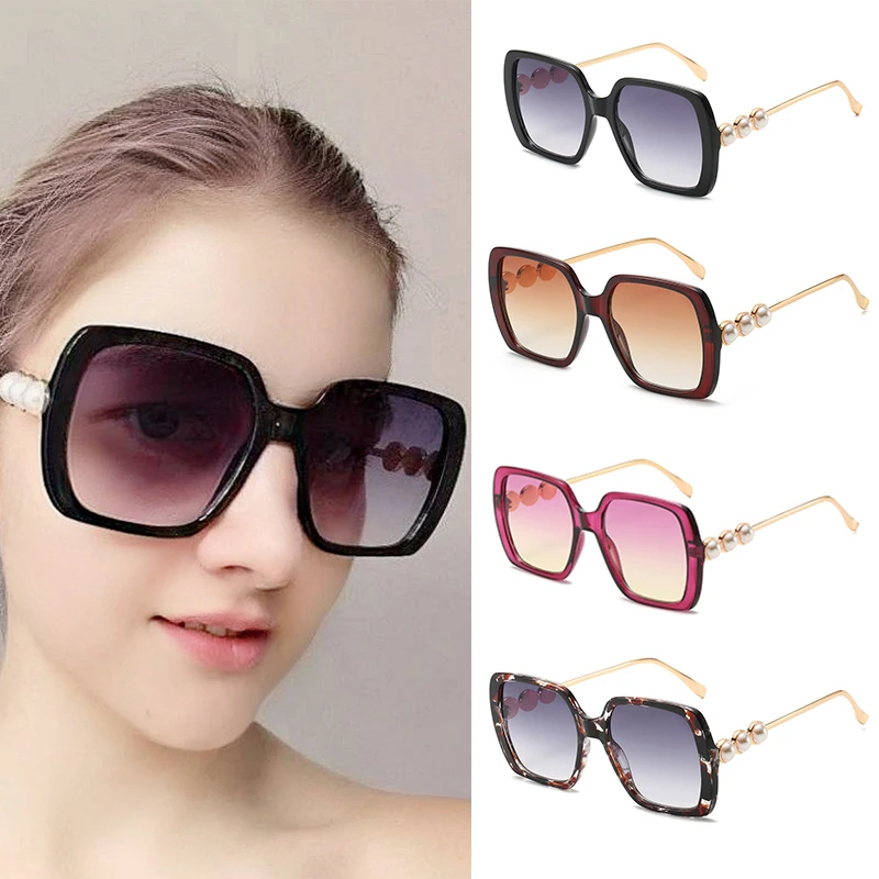 

Personality Diamond-Studded Pearl Ladies Square Sunglasses Party Casual Travel Glasses Oculos Sol Feminino