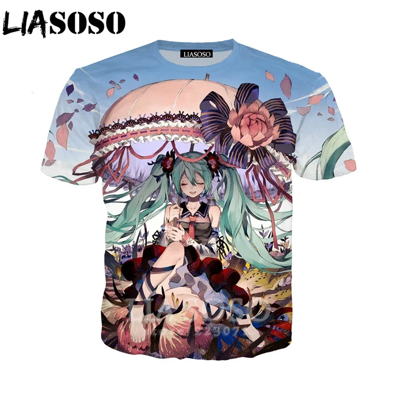 Футболка Hatsune Miku Мужская футболка LIASOSO Женская толстовка с рисунком аниме для