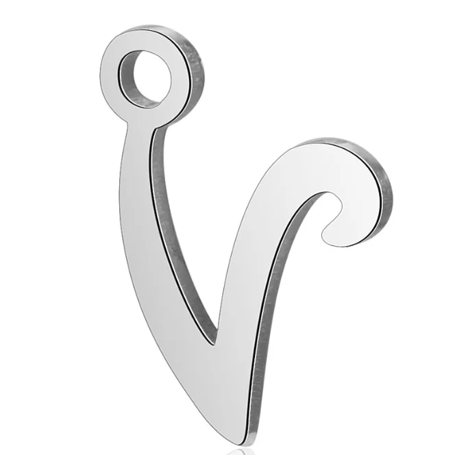 V 10 шт./лот нержавеющая сталь Алфавит амулеты Vnistar лазерная резка Начальная DIY Изготовление, поиск ювелирных изделий амулеты - Окраска металла: V