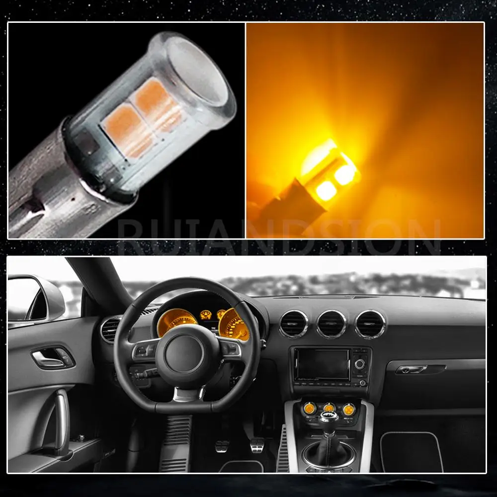 

4Pcs Ba7s T7 Led Bulb Auto Interior Instrument Panel Warning Car Dashboard Light 12V Blue 6000K Yellow Amber 4300K Red Green