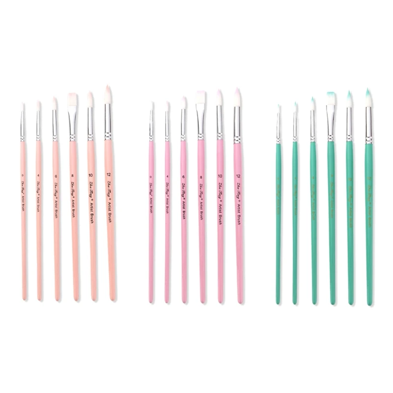 

2022 New 6 Sizes Acrylic Painting Brushes Kit Artist Paintbrushes for Nail Art DIY Crafts