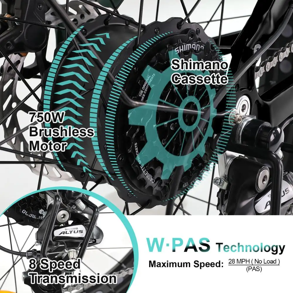 Verkauf W WALLKE 750W Falten Elektro-bikes Für Erwachsene 48V 14AH Lithium-Batterie Ebike Full Suspension 26 Zoll Fett Reifen Elektrische Fahrrad