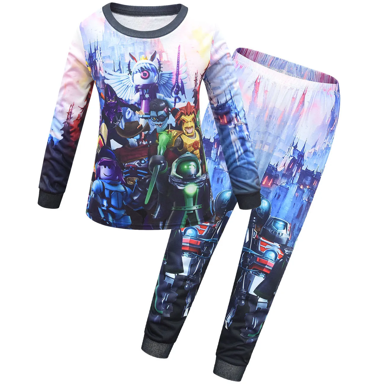 Детская Пижама Robloxing одежда для сна пижамы домашняя видеоигр 2021 весенне осенние
