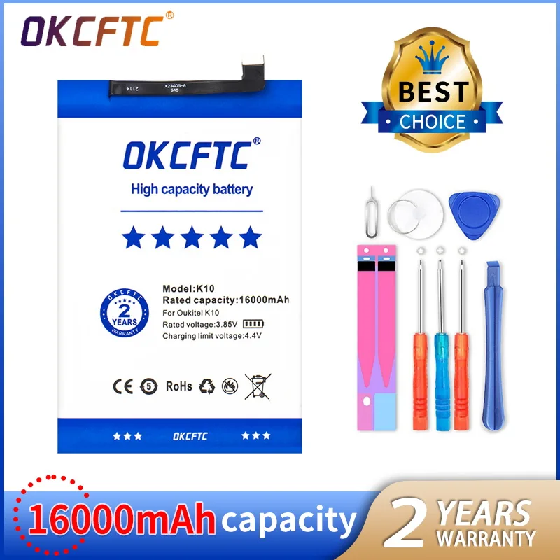 

Оригинальный аккумулятор OKCFTC 16000 мАч 3,85 В, замена большой емкости для Oukitel K10, фотоаккумулятор для телефона Oukitel K10 с инструментами