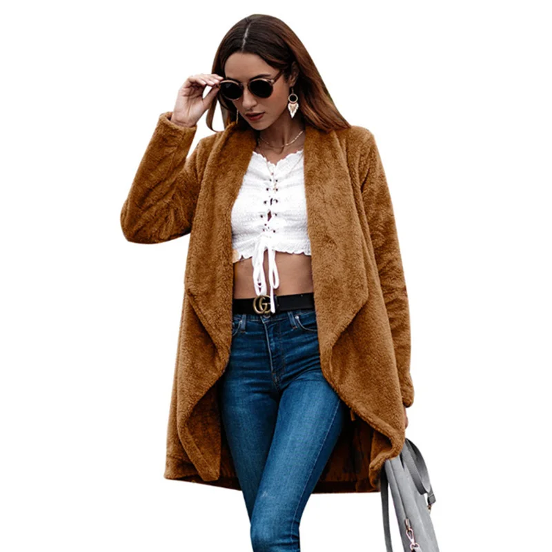 2019 Женское пальто Однотонное шерстяное Jakcet новое поступление с длинным рукавом