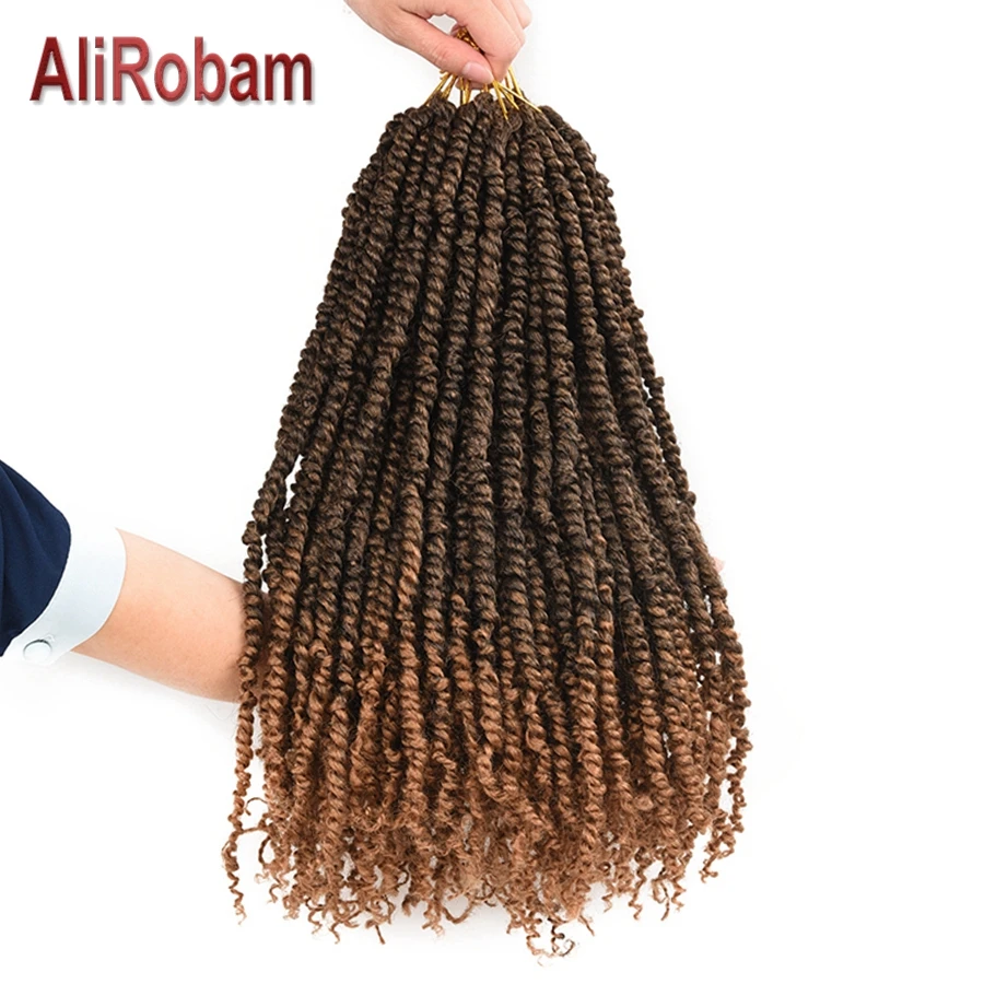 AliRobam Passion Twist Hair Crochet Braids Synthetic Ombre Pre looped Fluffy Spring Bomb Twists Braiding Extensions |