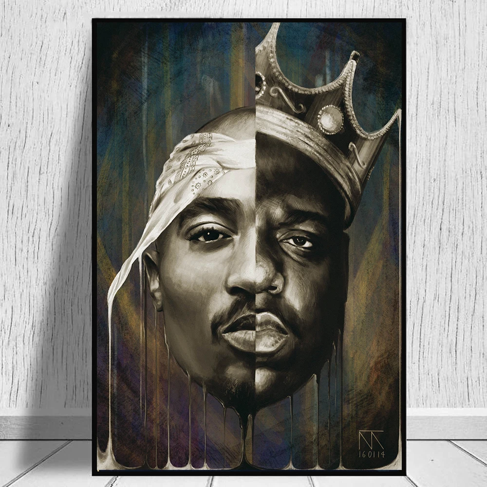 

Biggie And Tupac Rapper Poster And Prints Superstar Canvas Wall Art 2pac Hip Hop Muisc Singer Portrait Painting Decor Picture