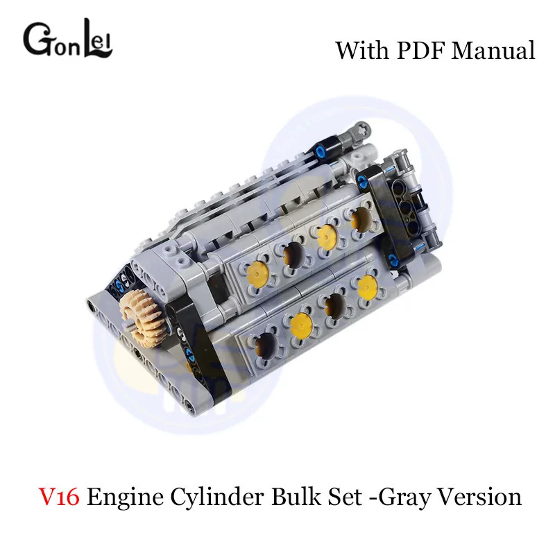 W16 Gray MOC 4911 V42 двигатель Technic 8 скоростей последовательный редуктор привод передняя подвеска рулевого управления автомобиля шасси системы строительные блоки игрушки - Цвет: W16 Gray