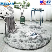 Dropshipping Fluffy Round Carpet Tie Dyeing Carpets Living Room Faux Fur Area Rug Kids Long Plush Bedroom Water Absorption Mats