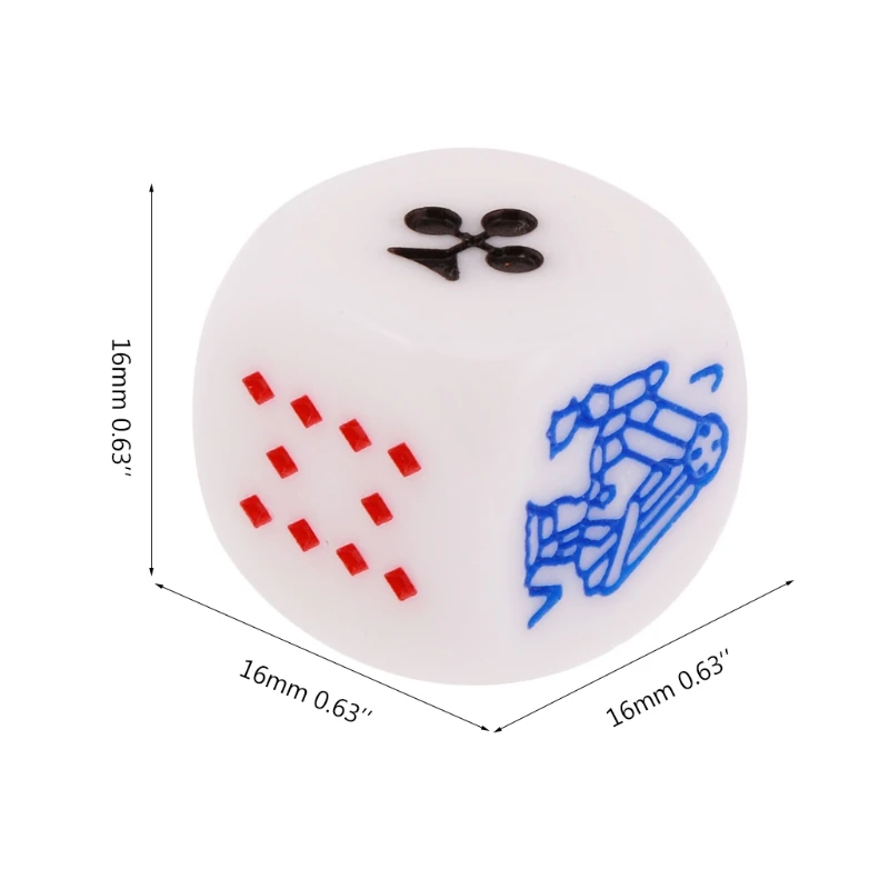 

10pcs 6 Sided D6 Dice King Queen Jack 16mm Acrylic Poker Gaming Card Game Dices Friends Party Board Game Dice