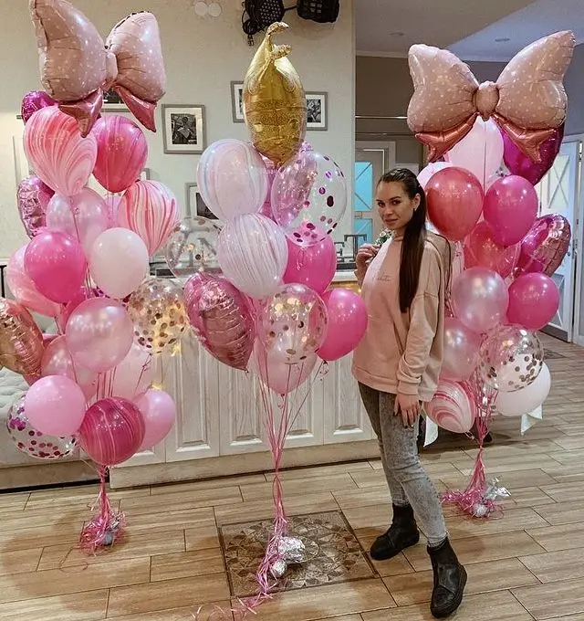 

17Pcs Pink Blue Bowknot Set Boy Girl Pink Confetti Latex Balloons Helium Globos For Kids Birthday Party Decoration Baby Shower