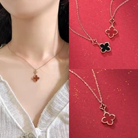 four leaf clover necklace 925 sterling silver double flower agate exquisite valentines day gift for women selling fine jewelry