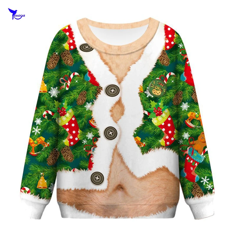 2019 забавные рождественские свитшоты с 3D принтом женские - Цена: 586,56 руб.