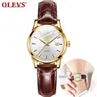 OLEVS женские кварцевые часы модные повседневные Роскошные коричневые кожаные светящиеся стрелки Водонепроницаемый наручные часы для женщин Relogio Feminino