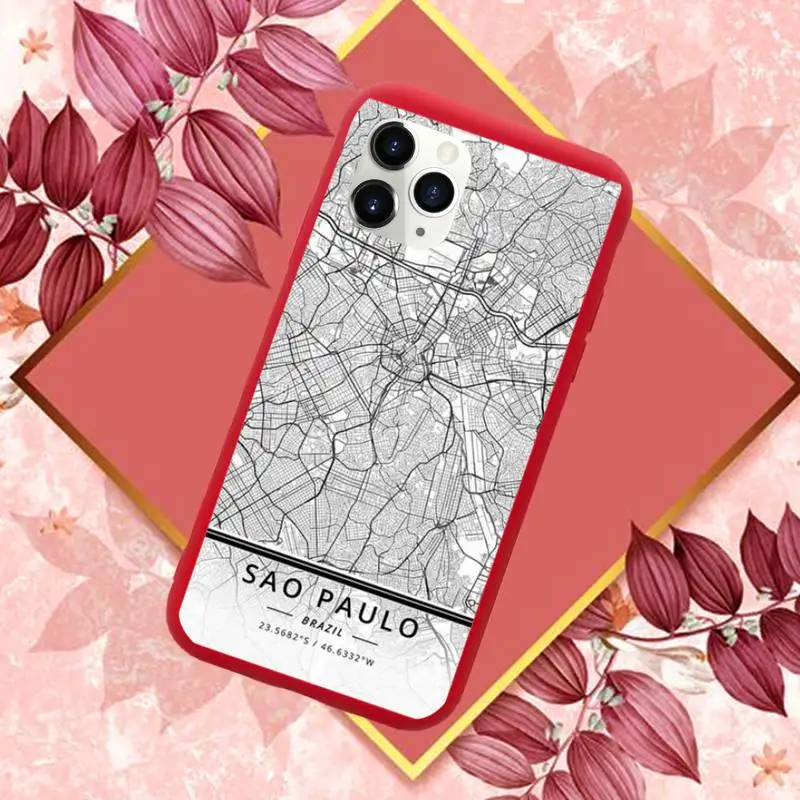 

London Country Sketch City Map Phone Case Candy Color for iPhone 6 7 8 11 12 s mini pro X XS XR MAX Plus