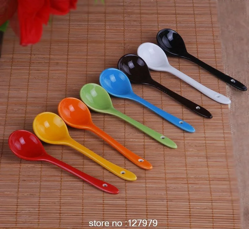 

8 colors optional Ceramic mug spoon tea cup spoons Coffee spoons colorful soup ladle tableware Dessert