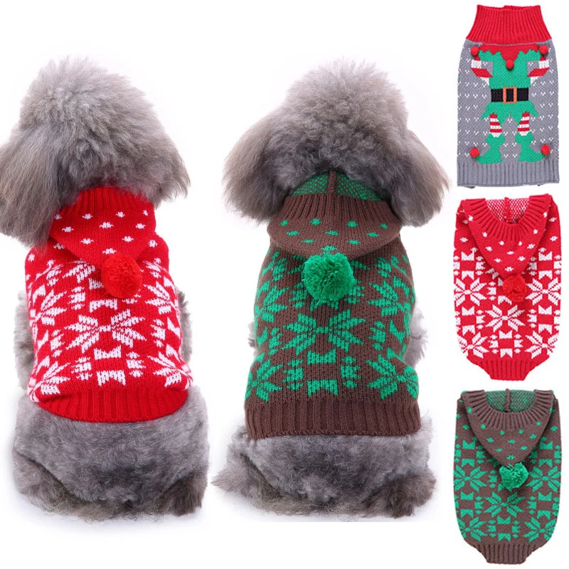 

Cartoon Cat Dog Clothes Warm Christmas Sweater For Small Yorkie Pet Clothing Coat T-shirt Knitting Sweater Pet Supplies S-2XL