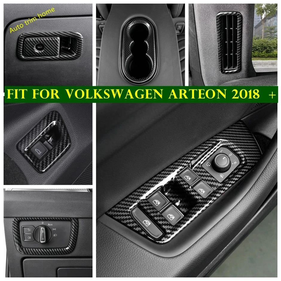 

ABS Carbon Fiber Trunk Switch / Head Lamps / Lift Button / Pillar A Air / Glove Box Cover Trim For Volkswagen Arteon 2018 - 2021