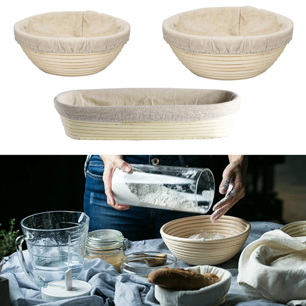 Овальная/круглая корзина для выпечки хлеба с крышкой ферментация ротанговая