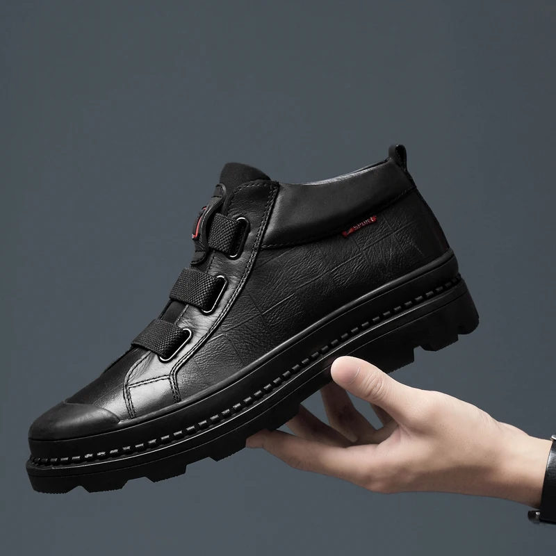 mens boots casual shoes men leather winter boots luxury brand black sneakers designer shoes men high quality 2019 new