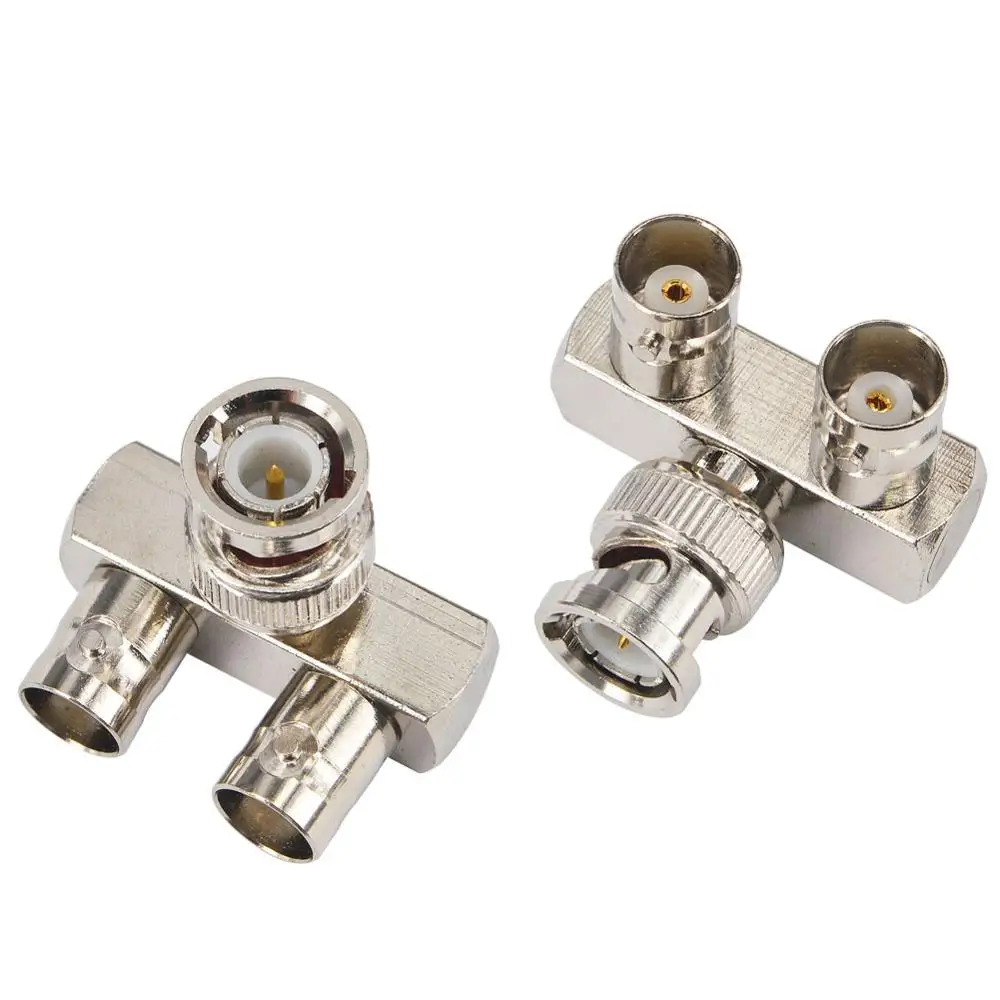 10 Pieces BNC Male to Dual Female Right Angle Adapter 3 Way Splitter Jack Connector Coaxial Surveillance Equipment | Обустройство