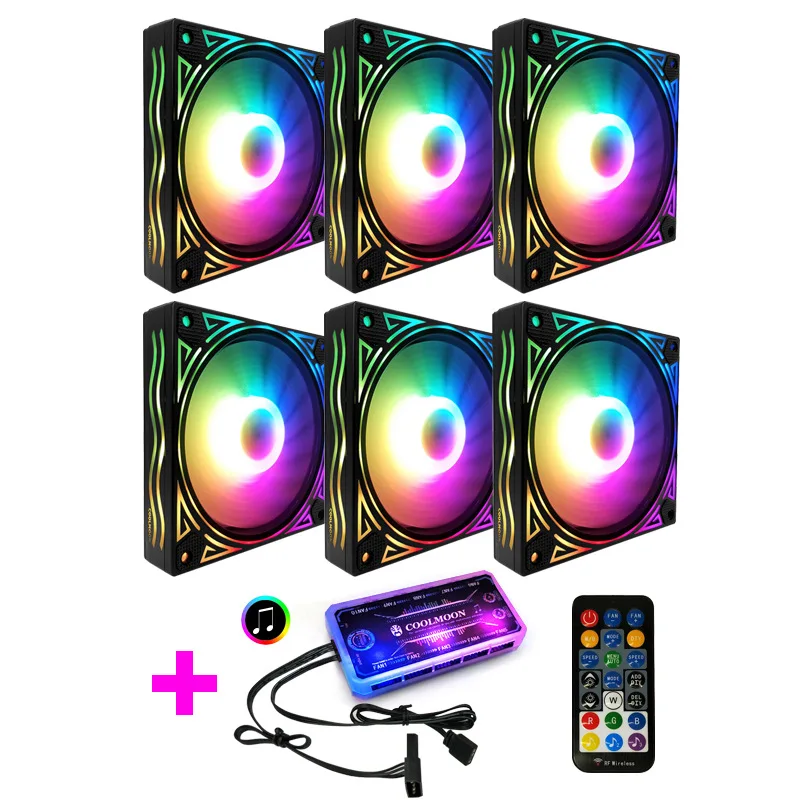 Вентилятор RGB для настольного компьютера 12 см с поддержкой управления музыкой и