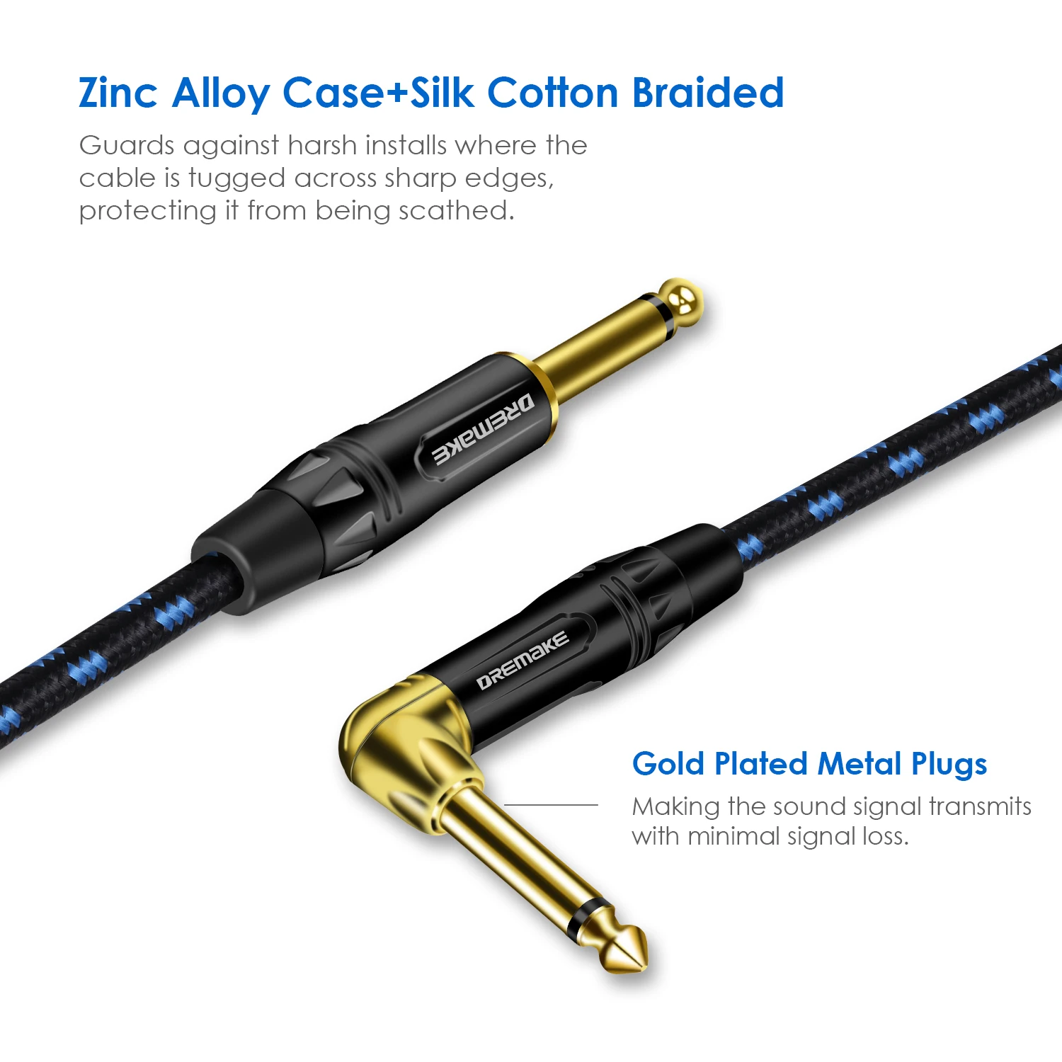 dremake gitarre kabel 14 zoll gerade nach rechts winkel instrument kabel professionelle elektrische gitarre kabel und amp kabel free global shipping