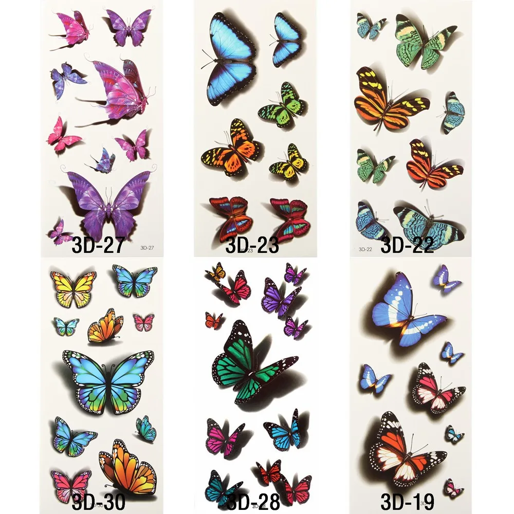 100 Sheets 3D Flash Temporary Tattoos Flower Rose Butterfly Waterproof Body Art DIY Fake Stickers Hot-Stamping Sex Cool Product images - 6