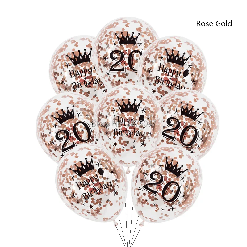 6pcs 20 21 22 23 24 balloons rose gold silver 20th 21st 22nd 23rd 24th birthday party decorations confetti anniversary balloon images - 6