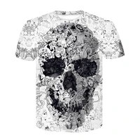mens skull shirt summer 2021 punk rock short sleeve 3d printing retro gothic childrens clothing summer shirt