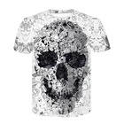 Мужская рубашка с черепом, лето 2021, панк-рок, с коротким рукавом, 3d печать, ретро, готика, детская одежда, летняя рубашка