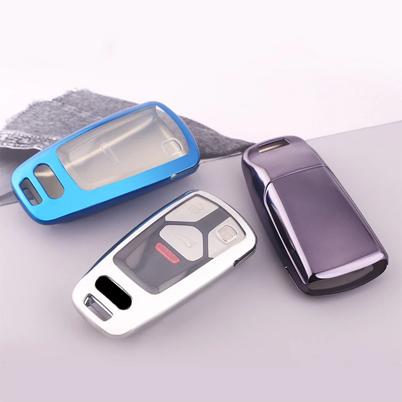 

3 Buttons Full Sealed Soft TPU Car Remote Key Case Fob Cover Holder For Audi Q7 A4L TTS TT
