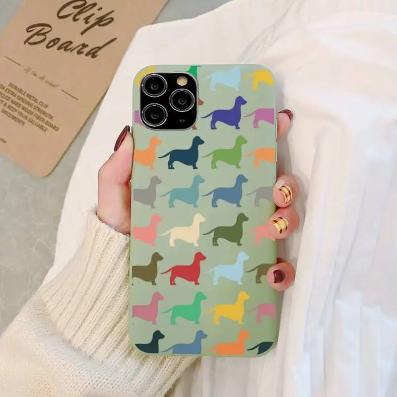 

Yinuoda Dachshund Silhouette Dog Phone Case Soft Solid Color for iPhone 11 12 13 mini pro XS MAX 8 7 6 6S Plus X XR