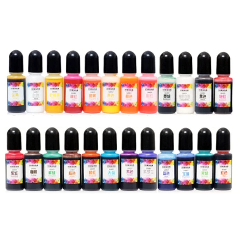 

24 Colors Epoxy Pigment Liquid Colorant Dye Ink Diffusion Resin Jewelry DIY Making Crafts Accessories