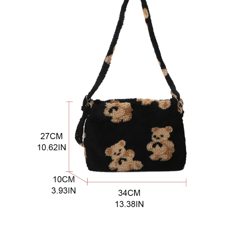 

Cute Bear Plush Crossbody Bag Shoulder Bag Large Capacity Winter Handbag