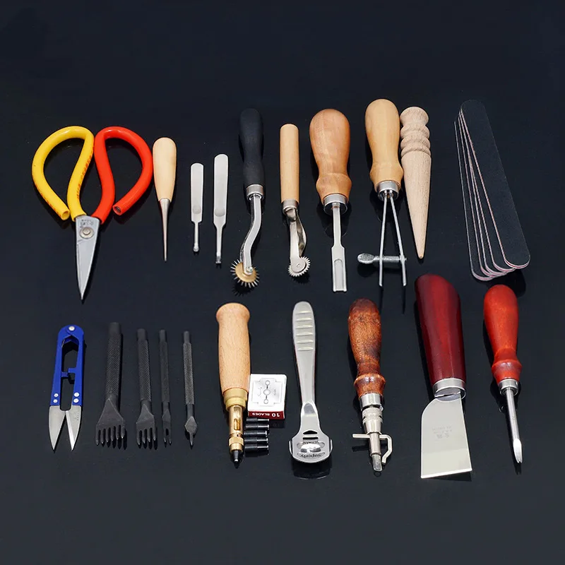 

Leather Craftsman Tools for Making Leather Bags, Sewing Carving Printing Punching Cutting Tanned Leather Craft Tool Set Kit