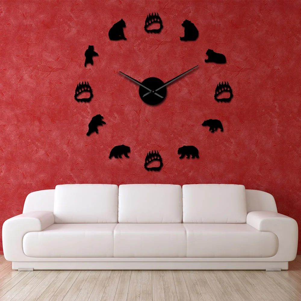 Настенные кварцевые часы Black Bear бесшумные большие настенные с силуэтами семьи