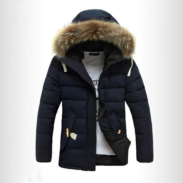 Winter Men'S Wear Mid-length Cotton-padded Clothes Jacket Men's Thick Warm Cold Plus-sized Cotton-padded Clothes Hooded Large Fu