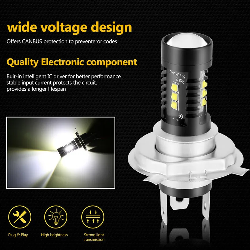 

Parts Car Headlights COB DC 12V-24V LED Replacement 1800LM 2pcs 60W Bulb