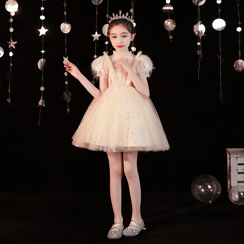 

Children Birthday Dresses Short Flower Girl Dresses Princess Puffy Tulle Kids Evening Prom Gowns