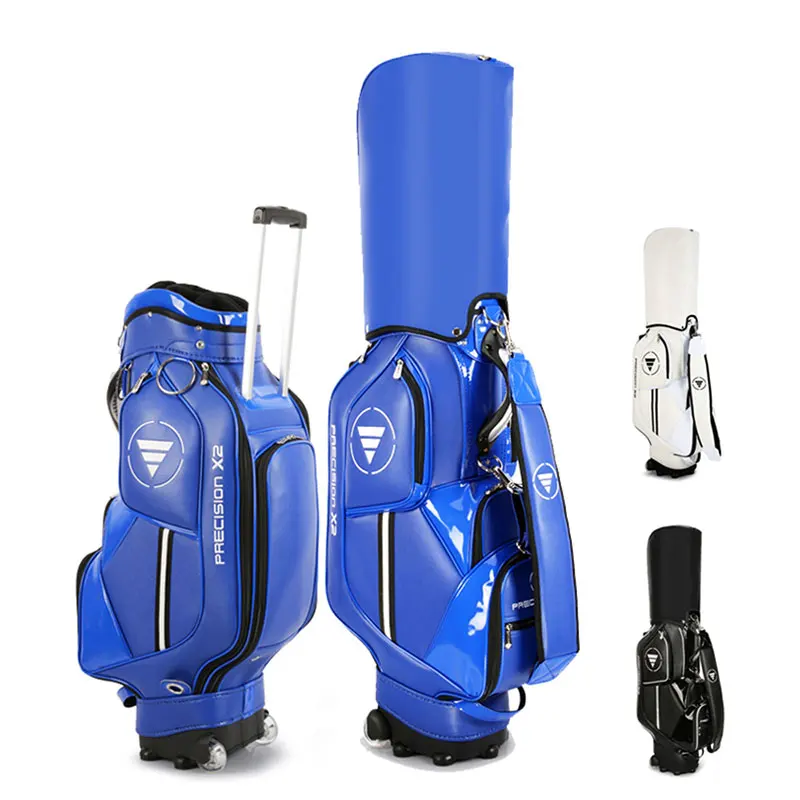 

Golf Standard Bag, Professional Leather PU Waterproof Golf Trolley Bag, Pulley Bag, Large Capacity 3 Colors