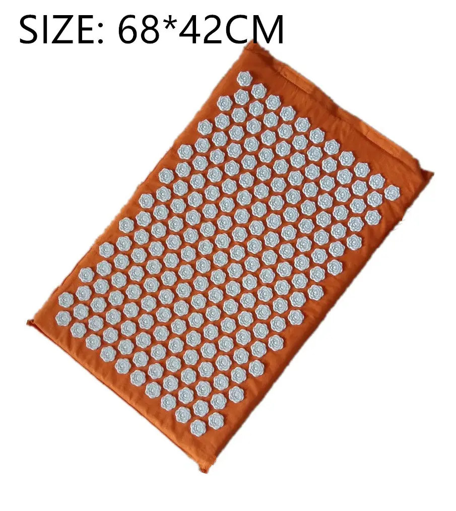 lotus orange Фитнес йога коврик с шипами Лотос Акупунктура Массажный коврик кровать Пилатес лен хлопок Массажер для йоги подушка для шеи и спины облегчение боли - Цвет: lotus orange
