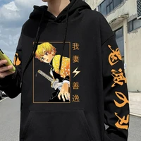 anime demon slayer hoodies agatsuma zenitsu printed mens sweatshirt harajuku streetwear casual unisex pullover hoodies women