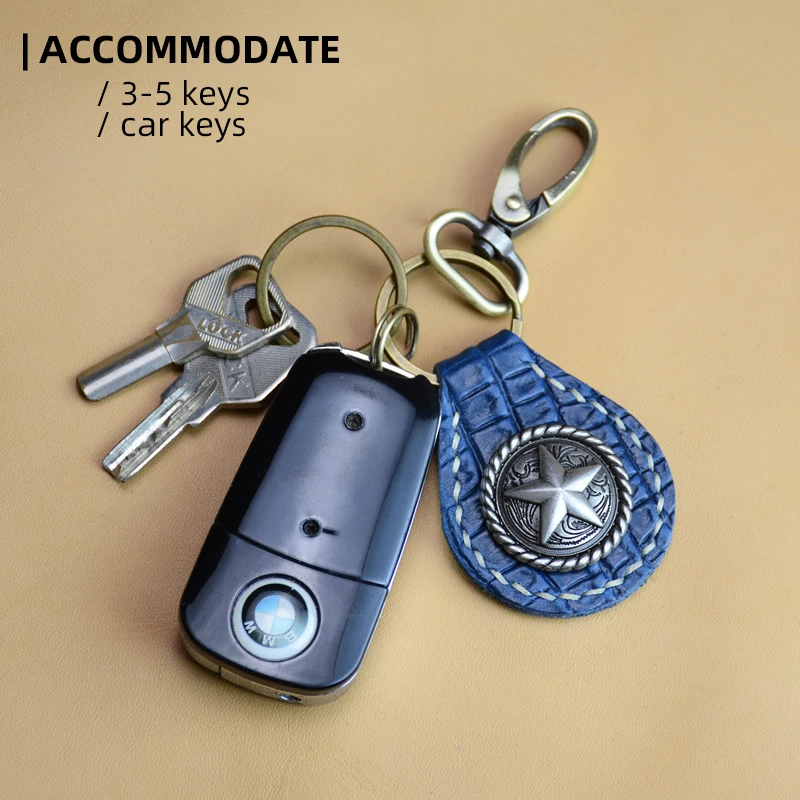 Брелок для ключей ручной работы из натуральной кожи винтажный кожаный